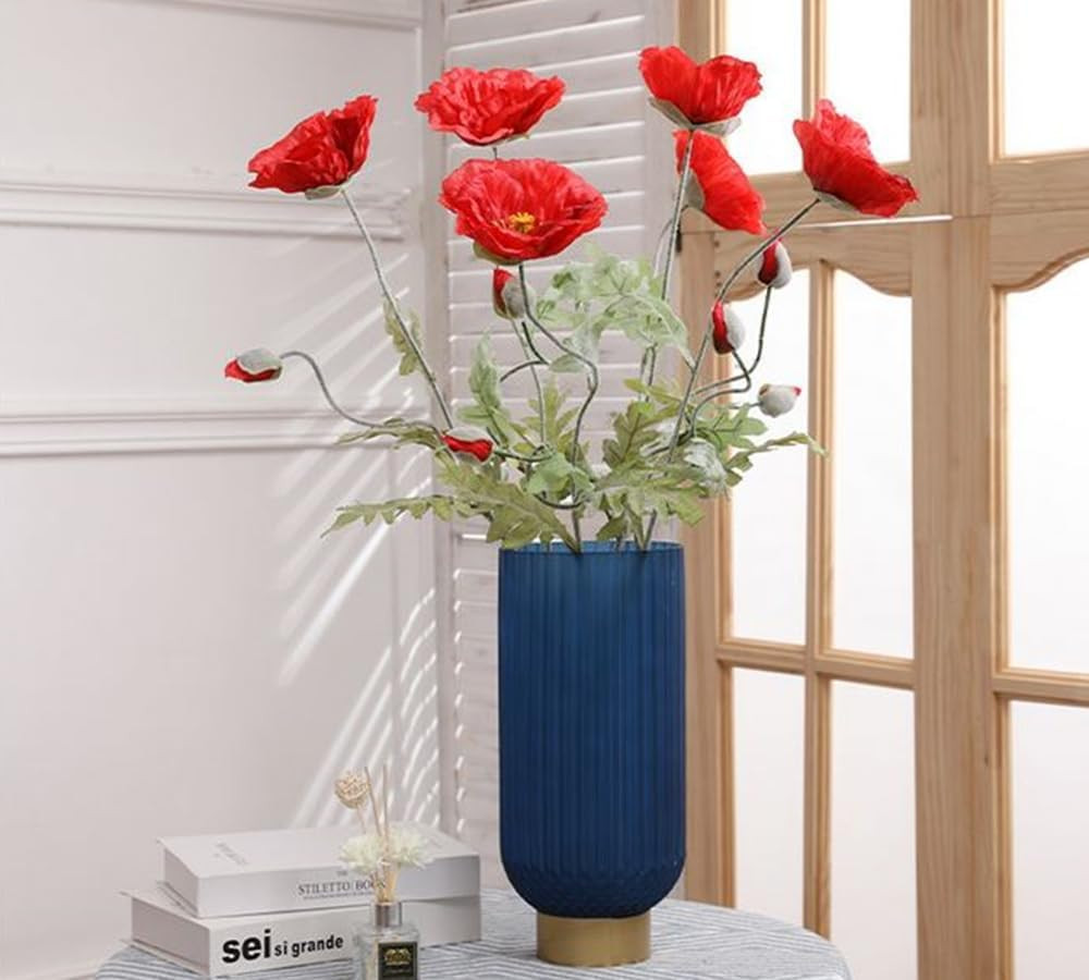 6 Pcs 23.6″ Artificial Poppy Silk Fake Flowers,PU Real Touch Silk Flower for Eas