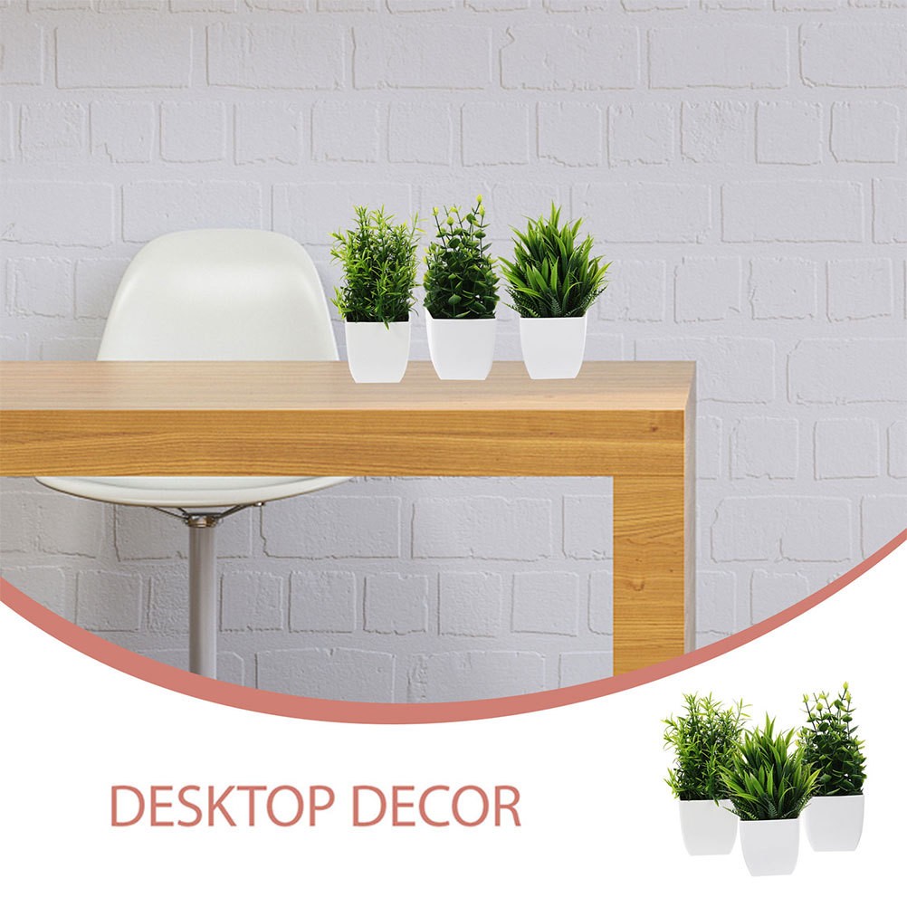 3pcs Small Artificial Plants in Pots for Home and Office Mini Fake Plants for