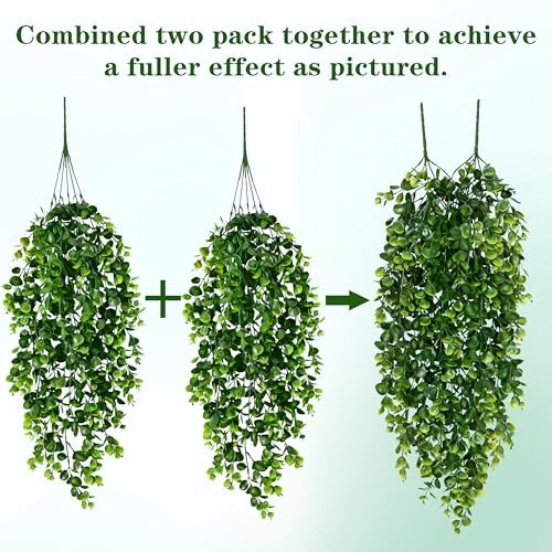 4 Pcs Artificial Hanging Plants 30 Inch UV Resistant Faux Vines for Indoor Decor