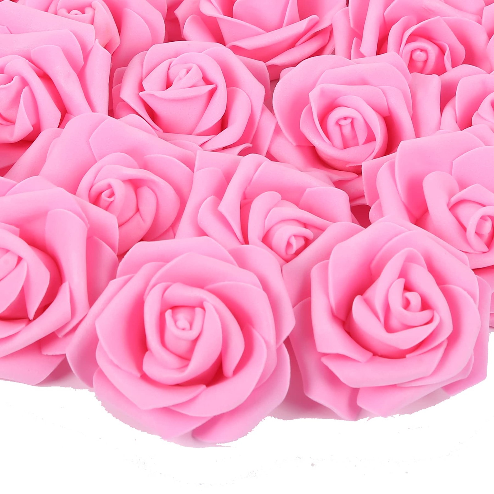 100 PCS Artificial Rose Flowers Foam Bulk Pink Fake Heads DIY Wedding Decor