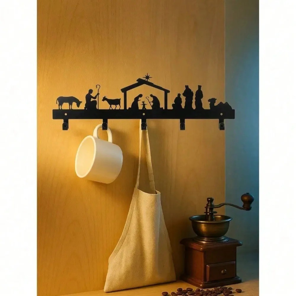 Metal Christmas Stocking Wall Holder with Hooks – Mantel Holiday Decor Gift