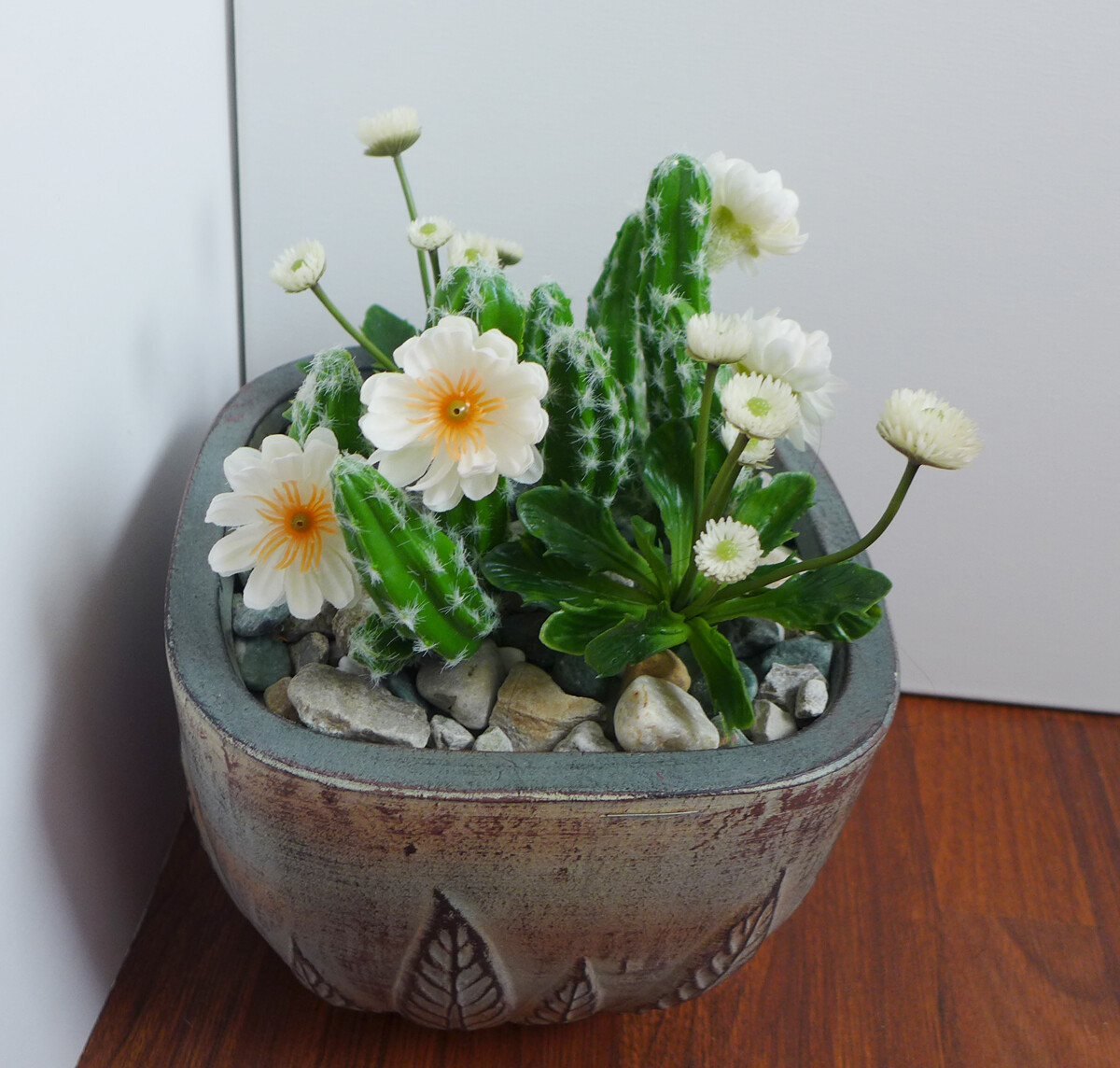 4 Artificial Mini Blooming Grass Plants Succulents Grass(#1 White)