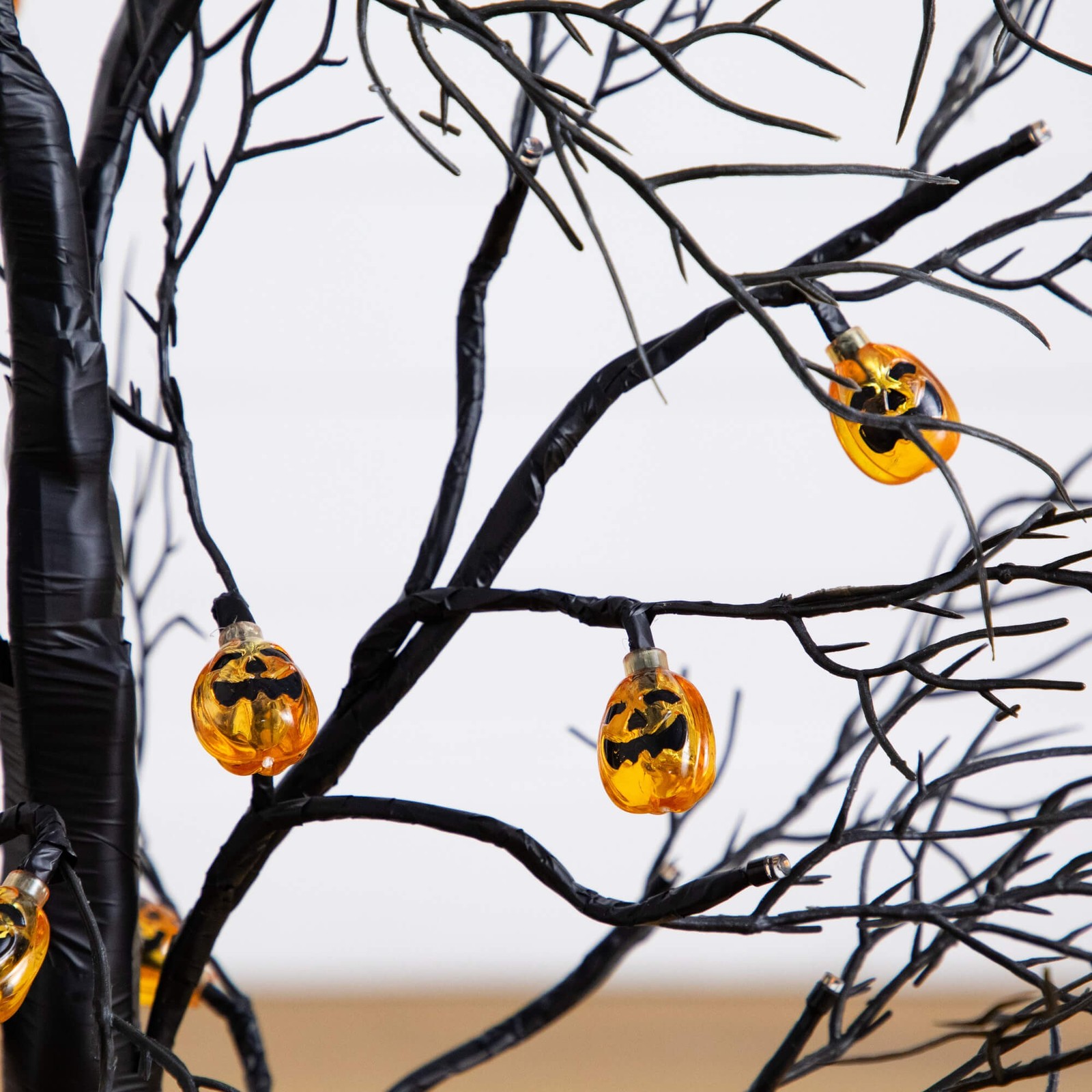 Nearly Natural 3ft Pre-Lit Halloween Black Twig Tree w/ 18 Orange LED Lights