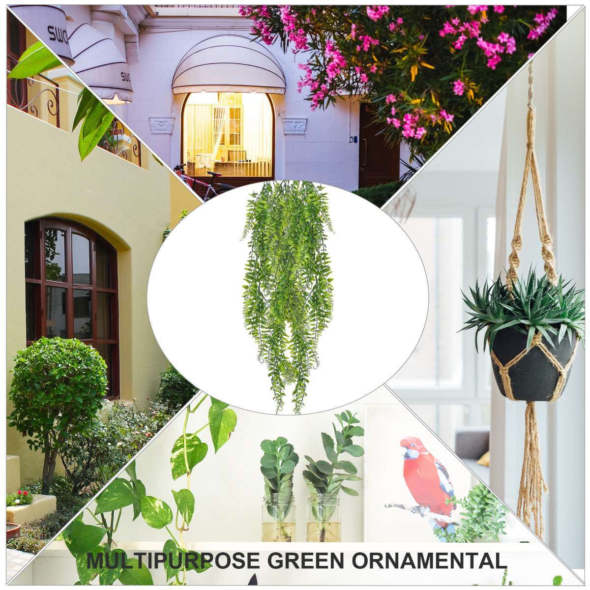 2PCS Artificial Hanging Plants Fake Ivy Faux Greenery Vine Leaves Indoor Outdoor