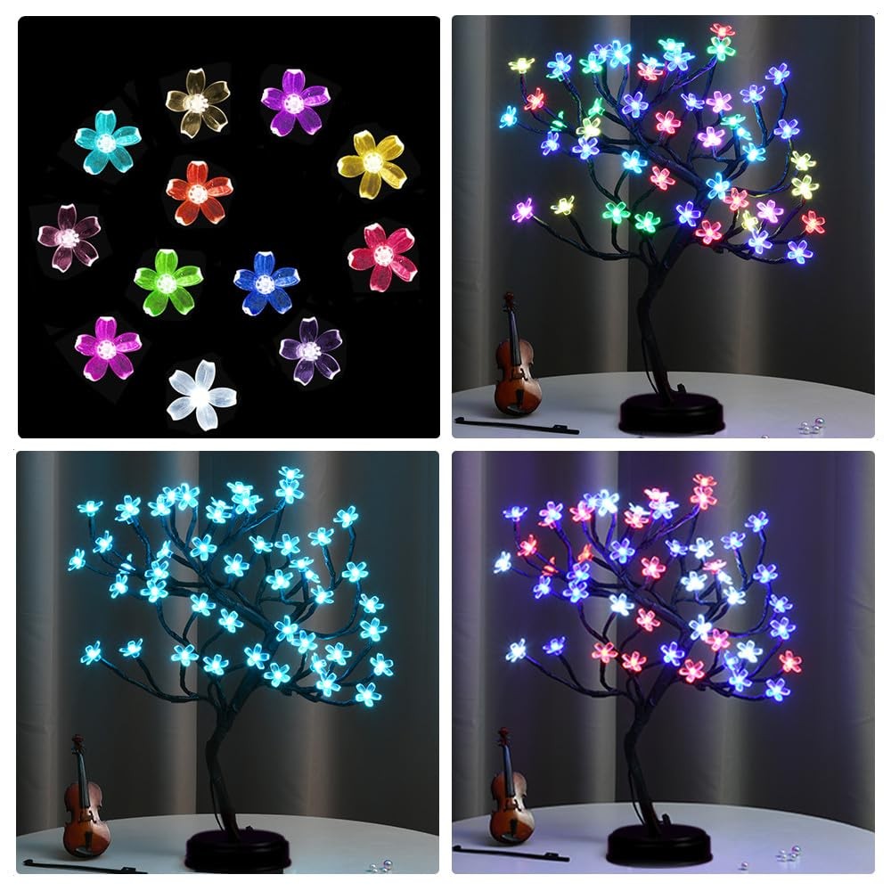18 Inch 48 LED RGB Cherry Blossom Tree Light with Remote 16 Color-Changing LE…