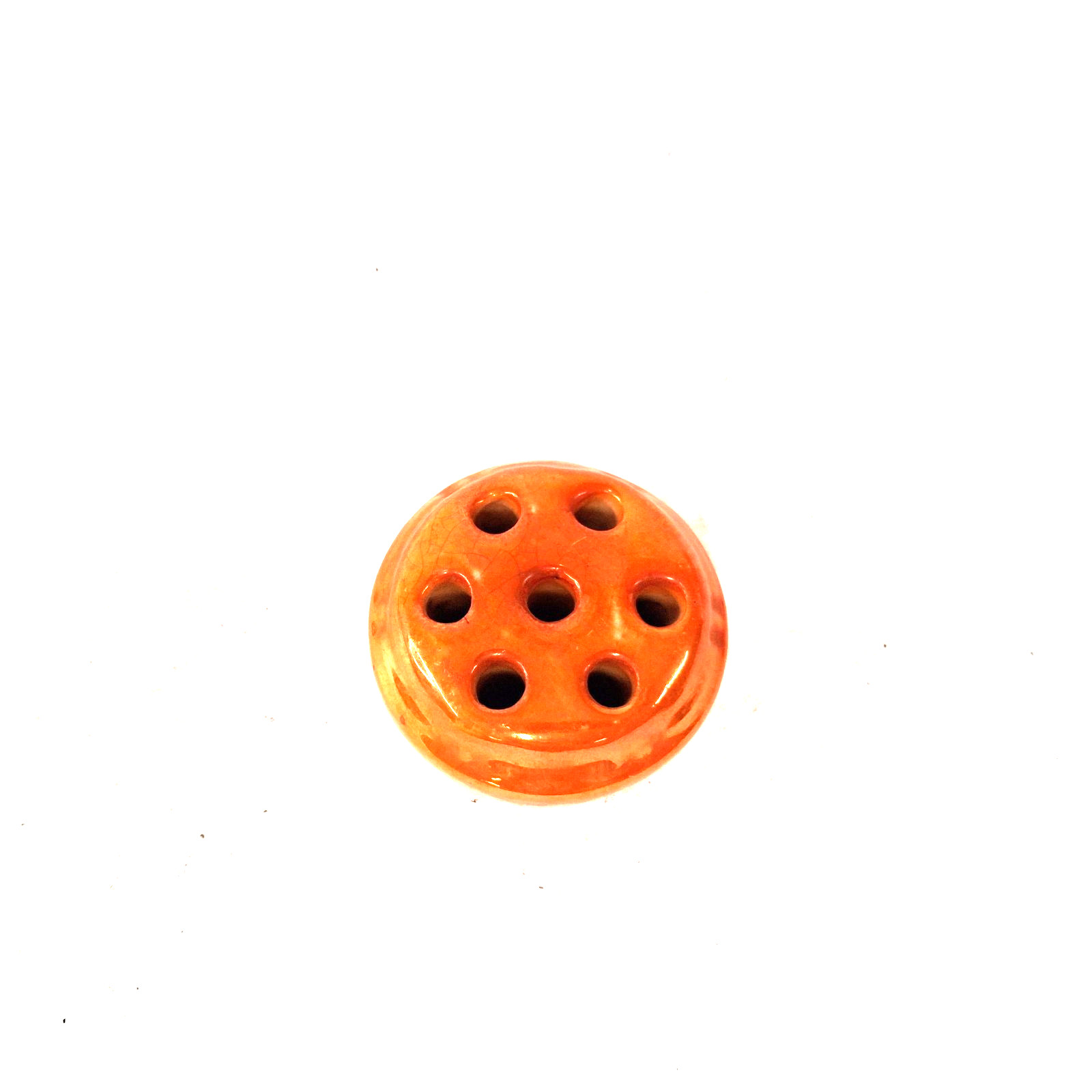 Vintage Orange Ceramic Flower Frog Floral Arrangement Holder Ikebana Vase Insert