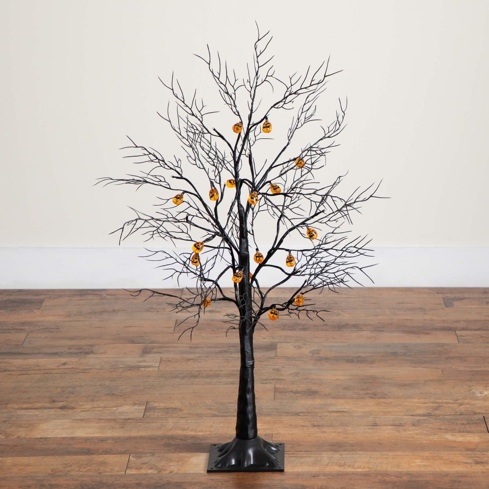 Nearly Natural 3ft Pre-Lit Halloween Black Twig Tree w/ 18 Orange LED Lights