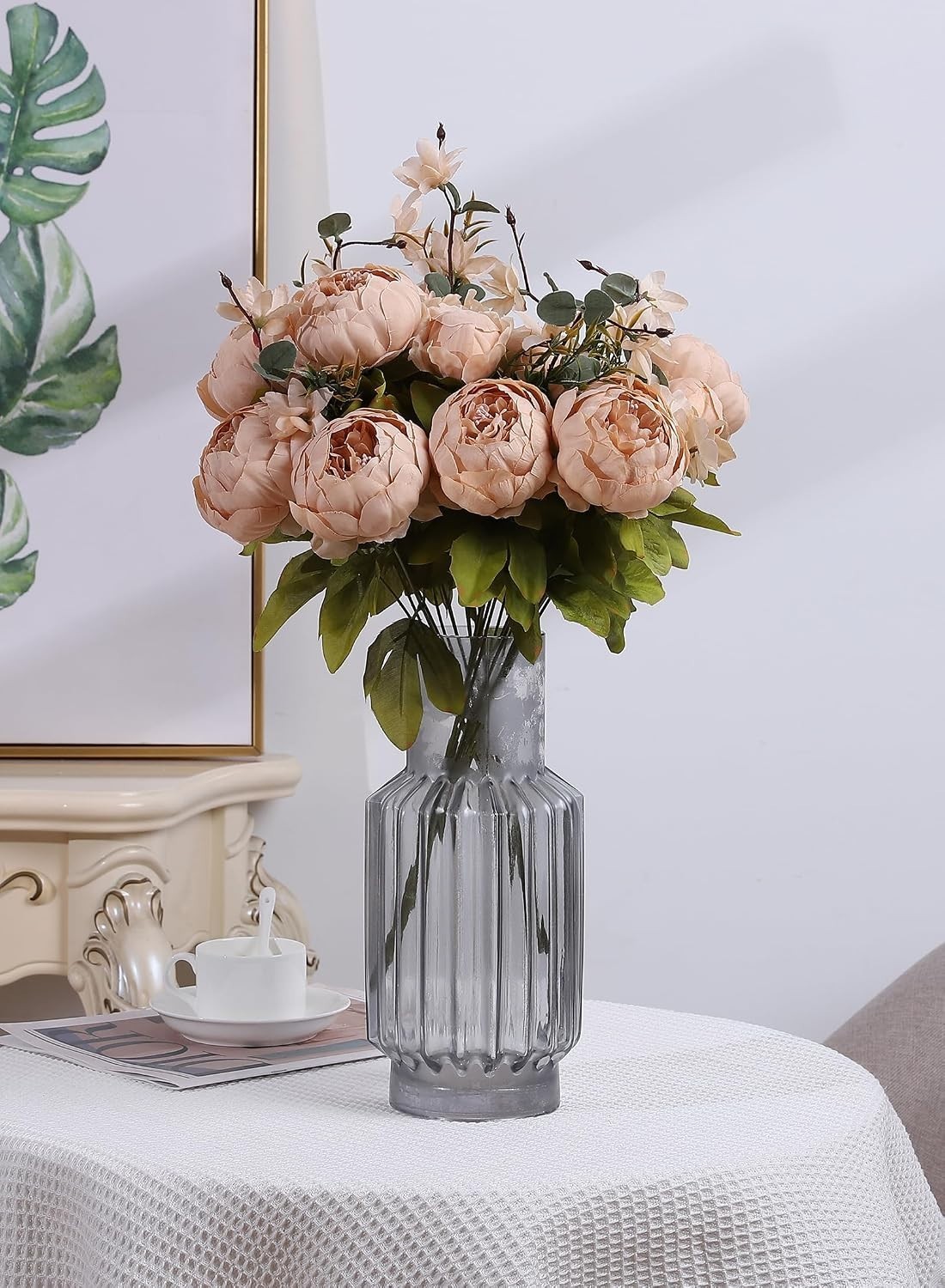 Realistic Faux Silk Peonies in Light Champagne – Perfect for Every Occasion
