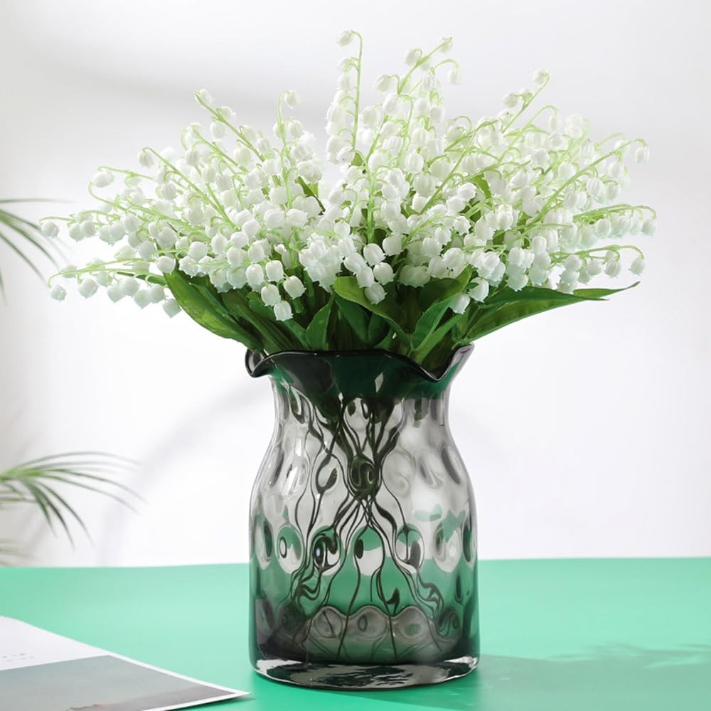 24Pcs Lily of The Valley Plastic Flower, Artificial White Bell Orchids,Artifi…