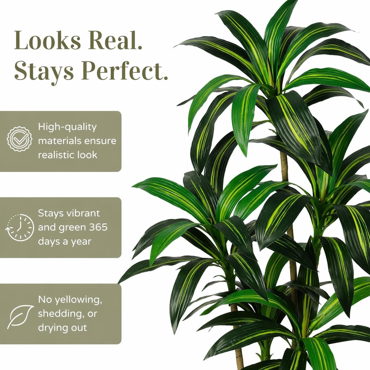 5FT Artificial Dracaena Plant Indoor – Tall Artificial Indoor Tree in Pot,
