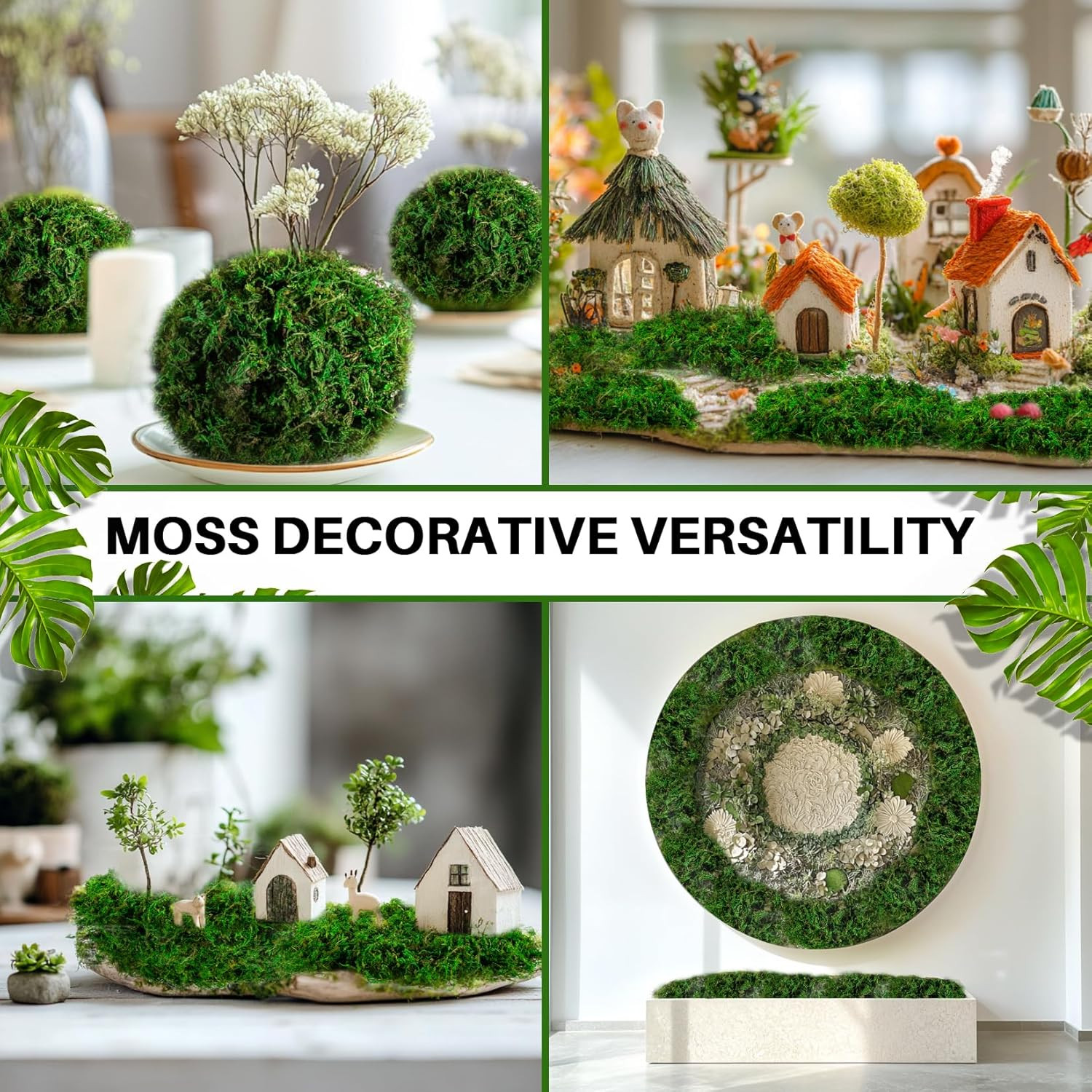 Faux Moss for Potted Plants – Artificial Moss for Crafts Fake Moss Decor Green F
