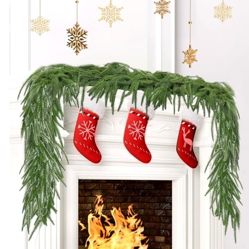 PCS Artificial Norfolk Pine Garlands, Real Touch Winter Pine Garland, Green 2