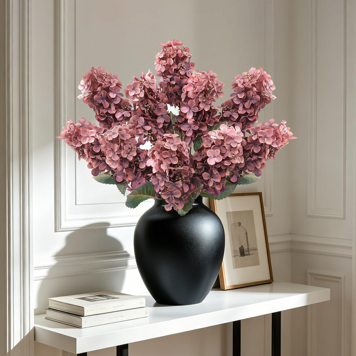 8 Pcs Rose Red Artificial Hydrangea Flowers for Home Decor & Centerpieces