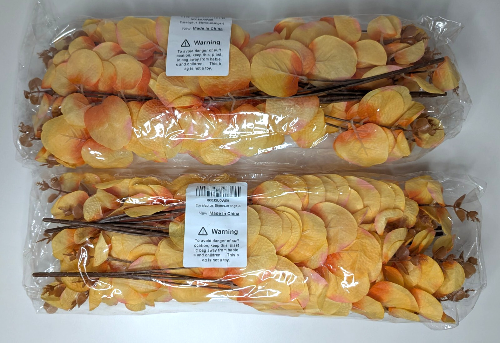 Eucalyptus Orange Artificial 14″ Flowers 12 Stems 2 Packs of 6 NEW