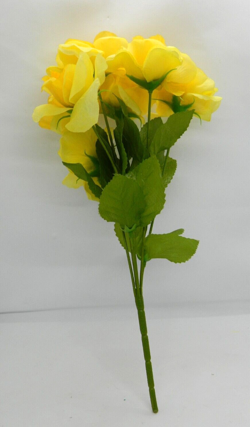 7 Piece Orange & Yellow Faux Flower Bouquet Bunch Mixed Assorted Vintage 13-14″
