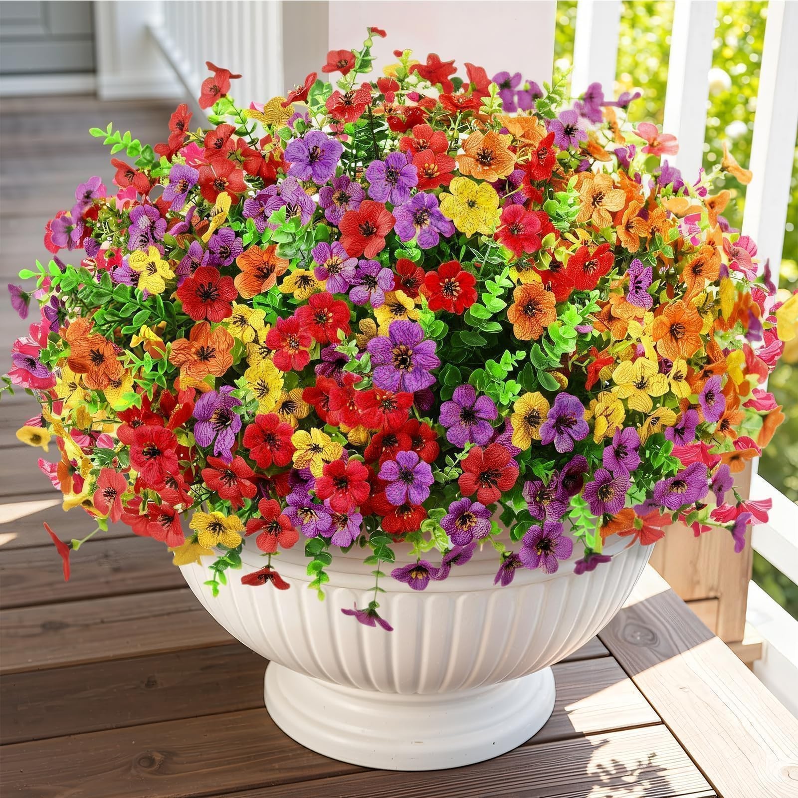 Artificial Outdoor Flowers, Realistic UV Resistant Waterproof Faux Plants, Fu…