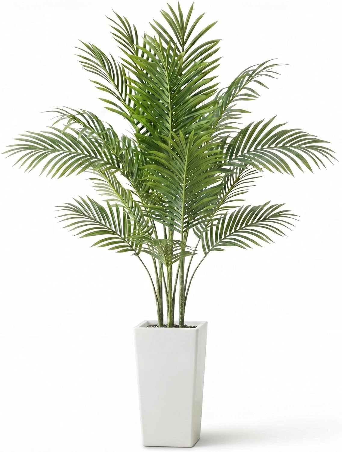 4.8FT Artificial Palm Tree with White Planter – Lifelike Indoor Tropical Decor