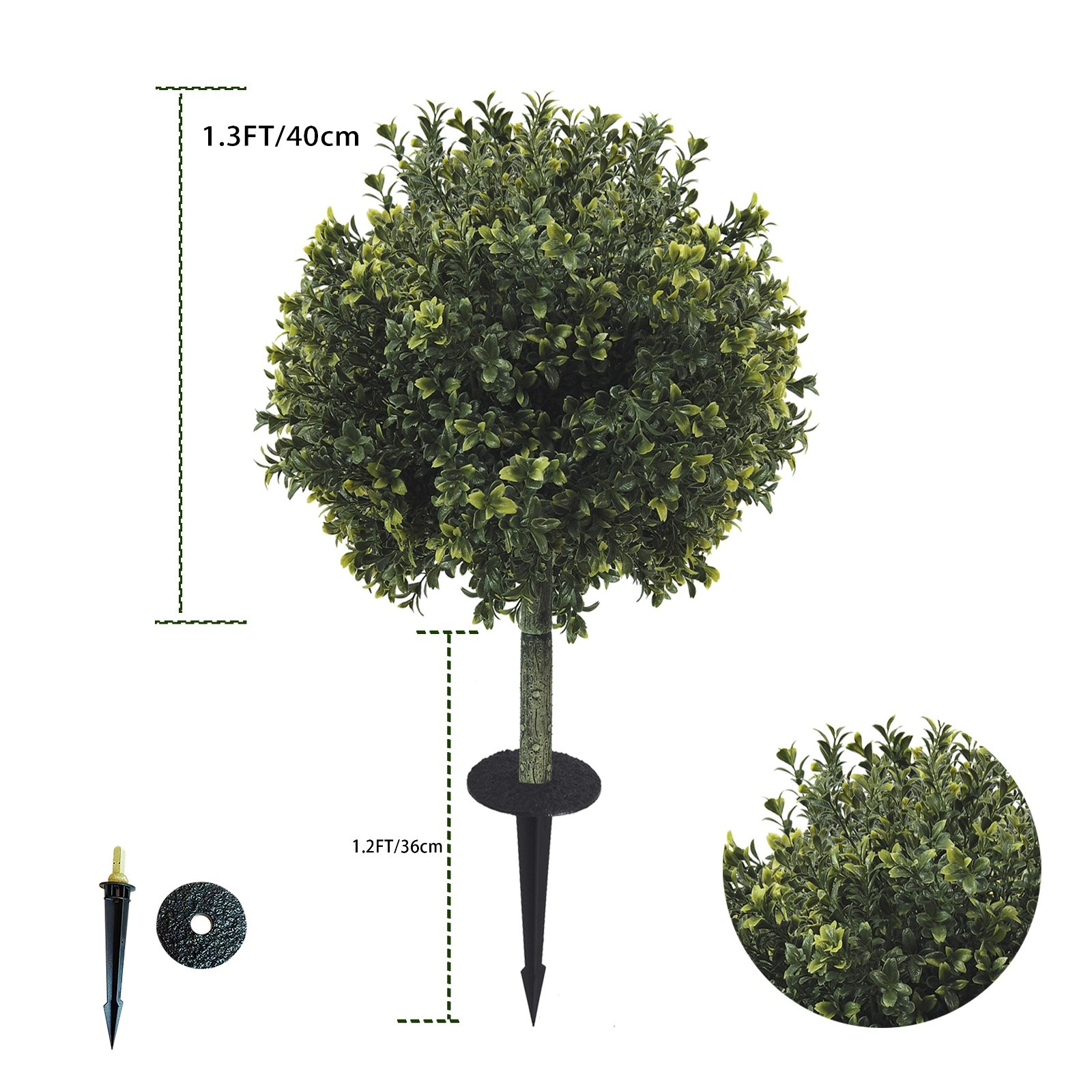2pack Artificial Boxwood Topiary Ground Stakes,Patio PathwayOutdoor Garden Decor
