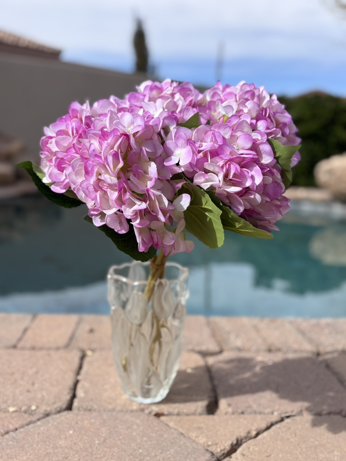 5 Pcs Artificial Silk Hydrangea Flowers 18” Bouquet Arrangement