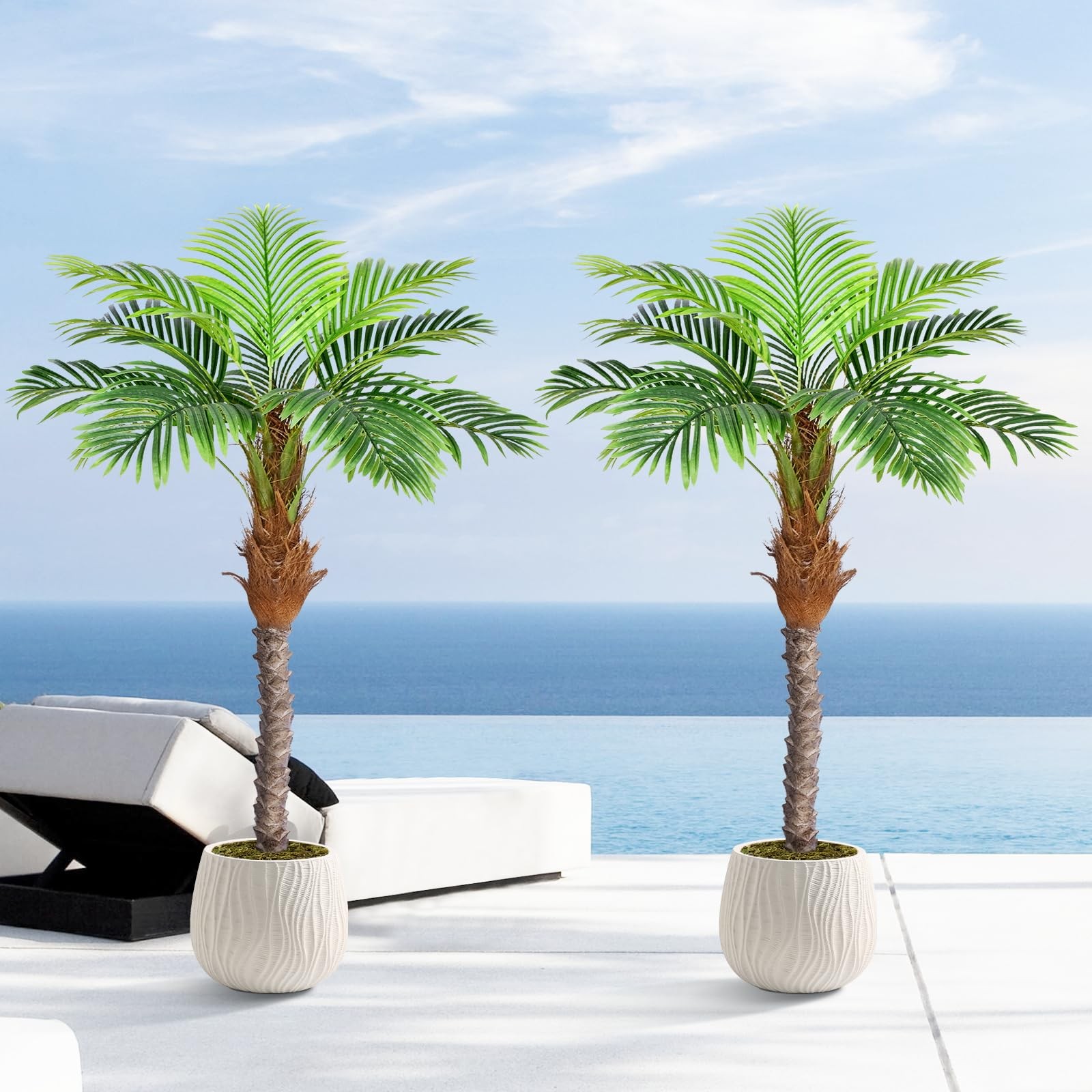 5ft Artificial Phoenix Palm Tree for Outdoor Indoor Decor, Faux Coconut Silk …