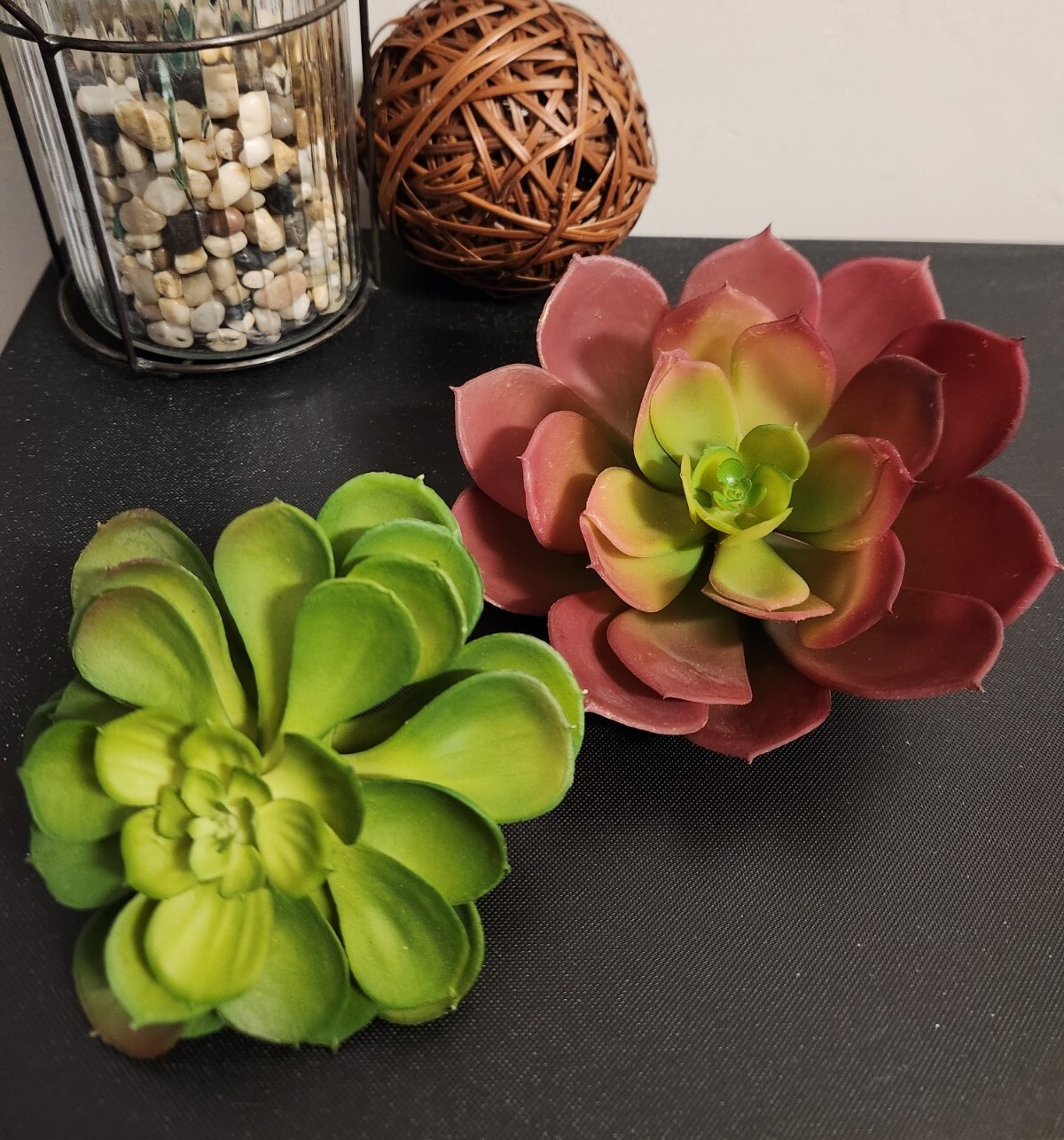 Pier 1 Succulents Set Of 2 Artificial Flowers Brand New 5″ & 7″ Diameter