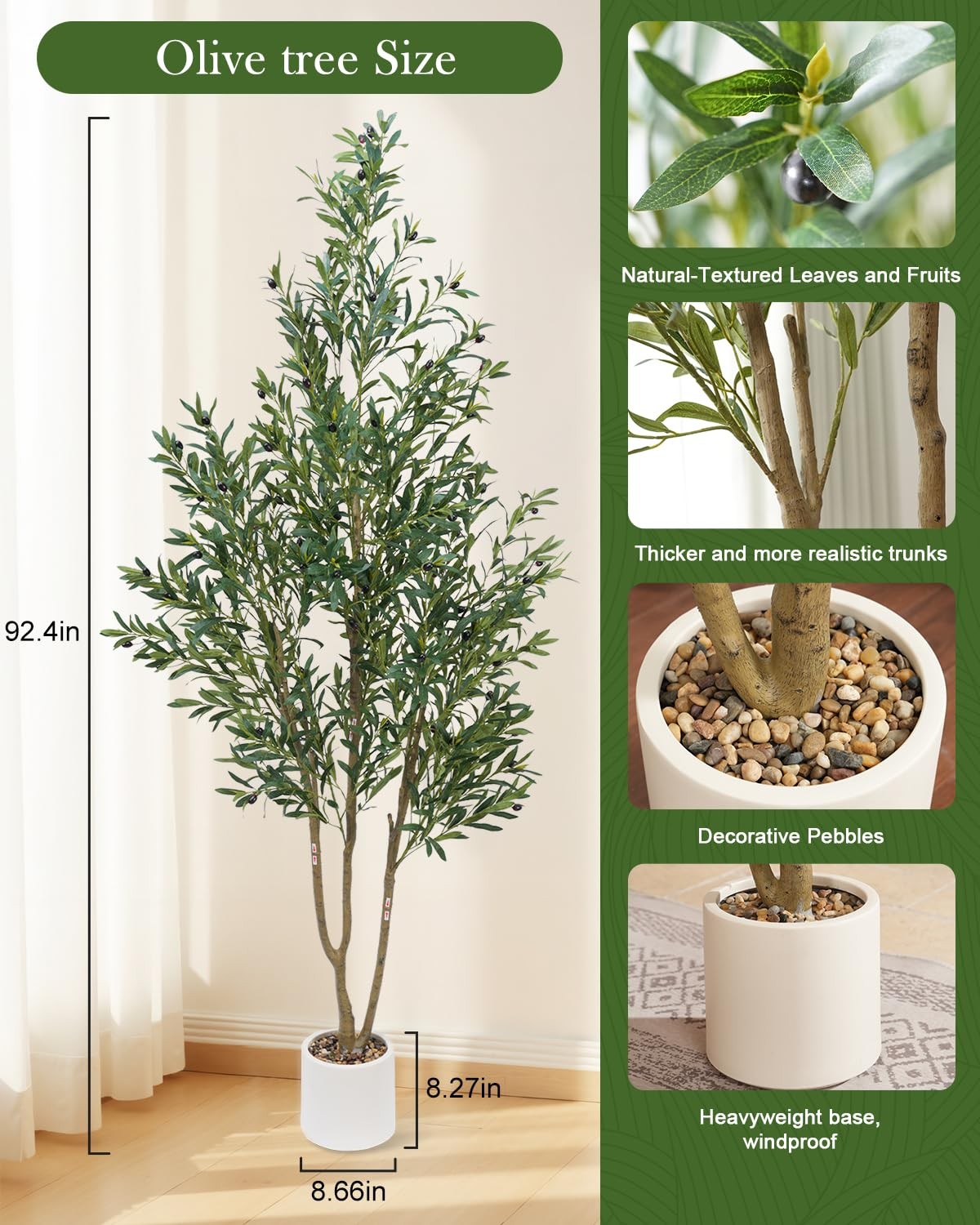 Olive Tree 7FT Fake Tree Faux Plants Indoor with Pot Artificial Tree Nearly N…