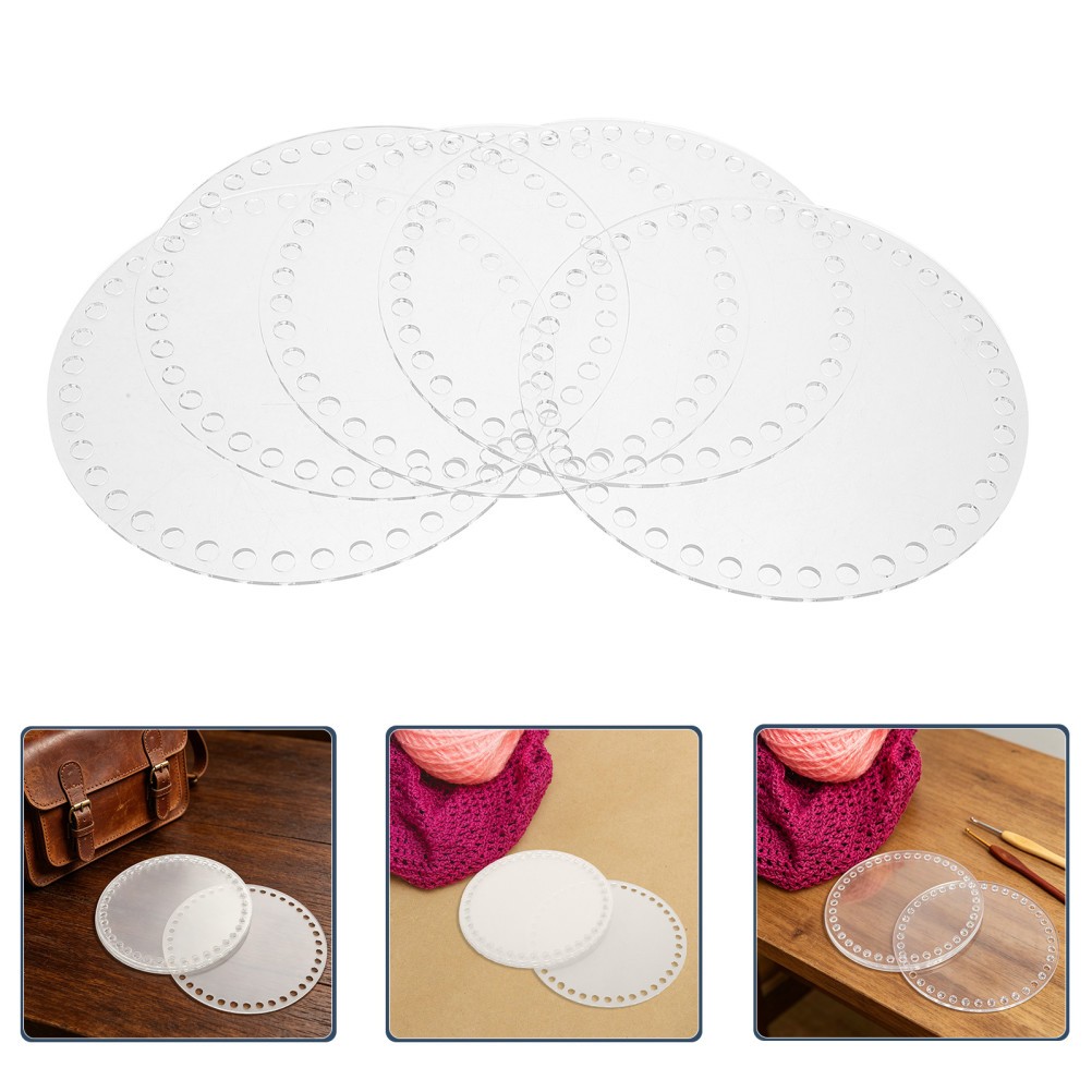 10Pcs Reusable Acrylic Crochet Base Board for Handicraft Bag Bottoms Transparent