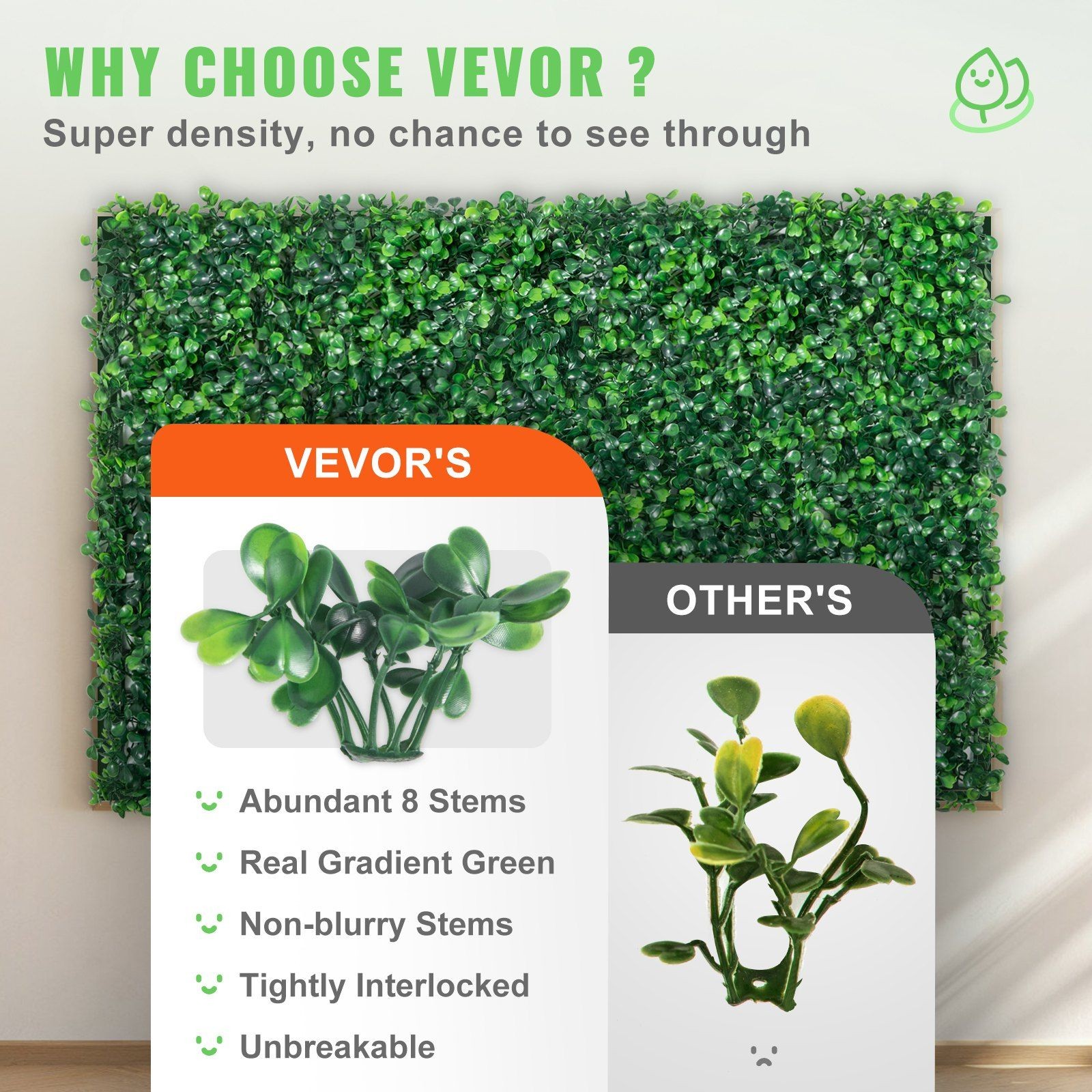 High-Density PE Boxwood Panels 24pcs 24x16in 4cm Thick Privacy Screen