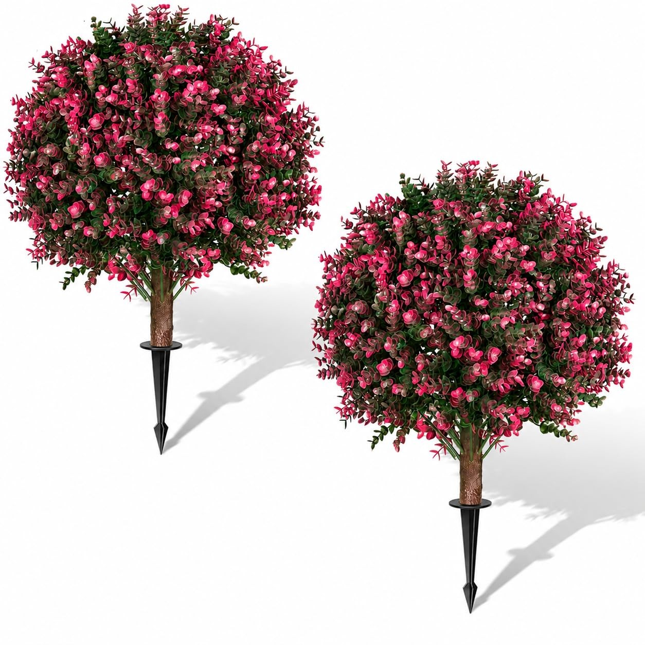 Artificial Cedar Eucalyptus Ball Trees 25″ Set of 2, UV Resistant Faux Boxwood