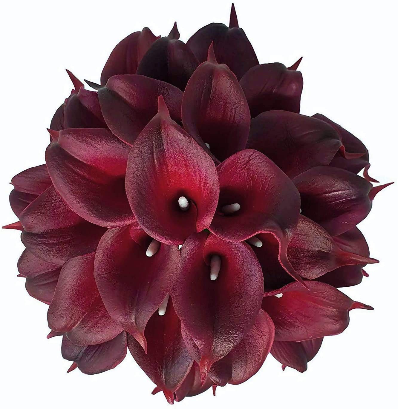 20 Pack 14″ Calla Lily Artificial Flowers – Real Touch Burgundy Latex Flowers…