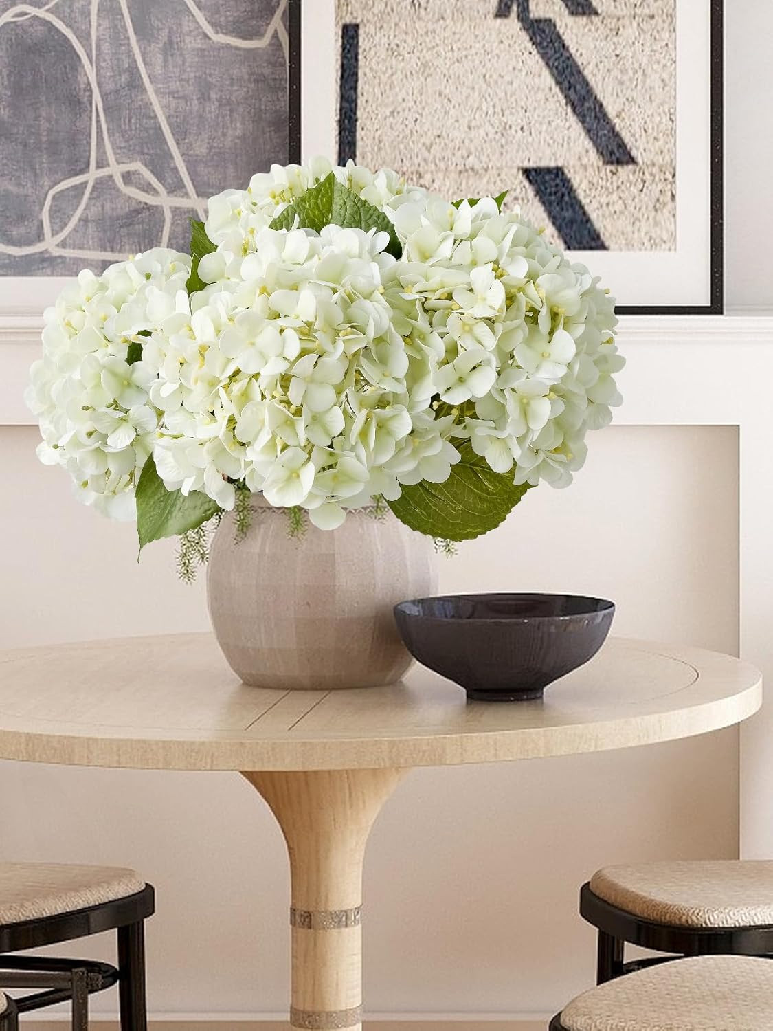 4PCS Real Touch White Hydrangea Faux Flowers for Home Decor & Events
