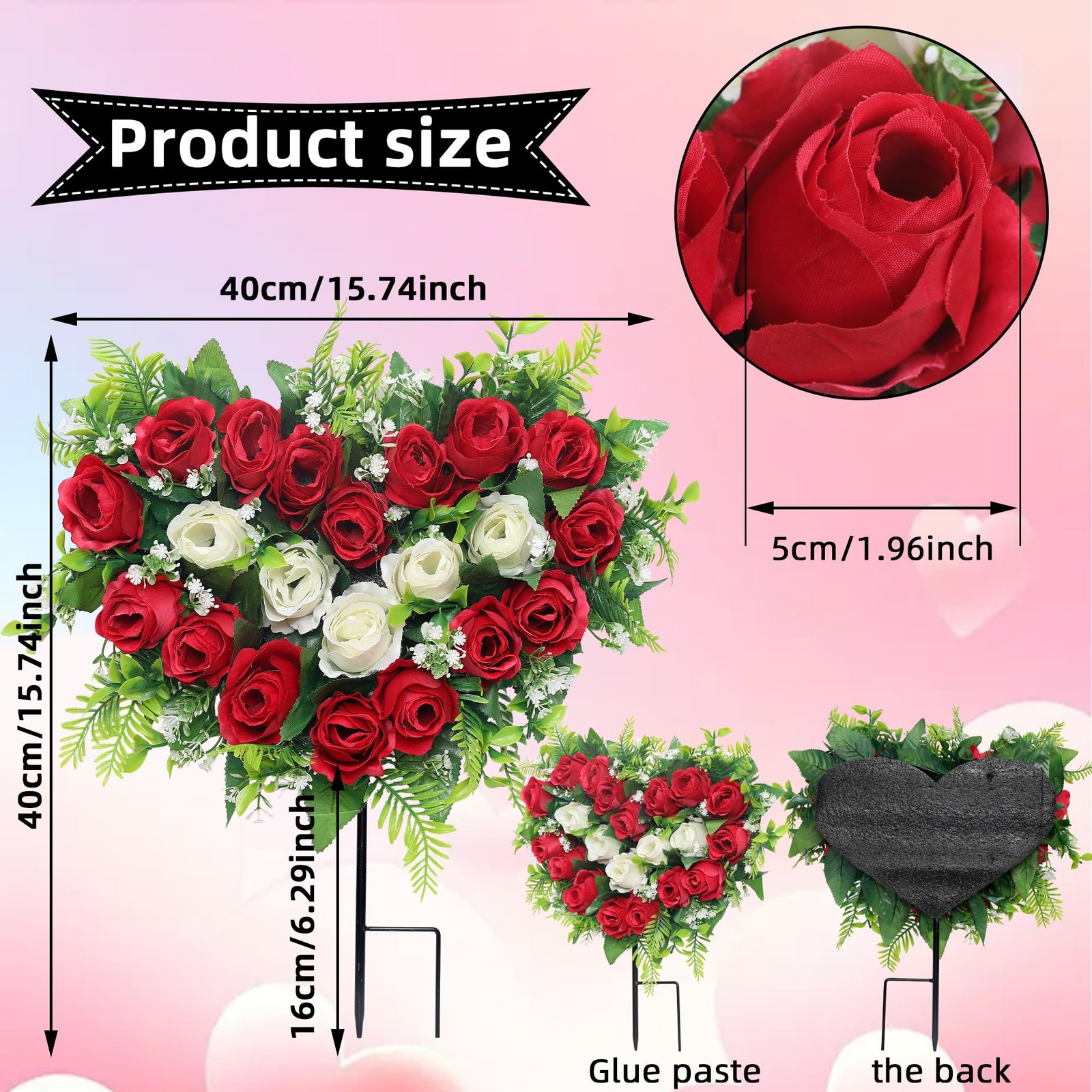 Lodou 2 Sets Artificial Cemetery Flowers, Grave Memorial Flowers with Ground …