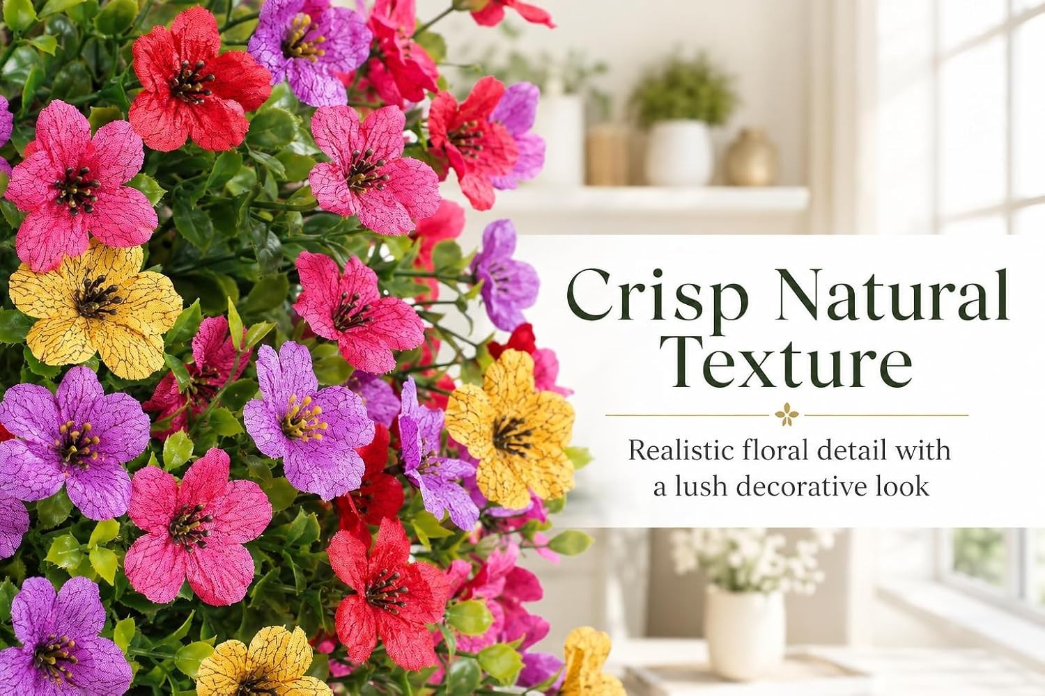 UV Resistant Artificial Flowers: 16″ Waterproof Outdoor Faux Plants for Garden