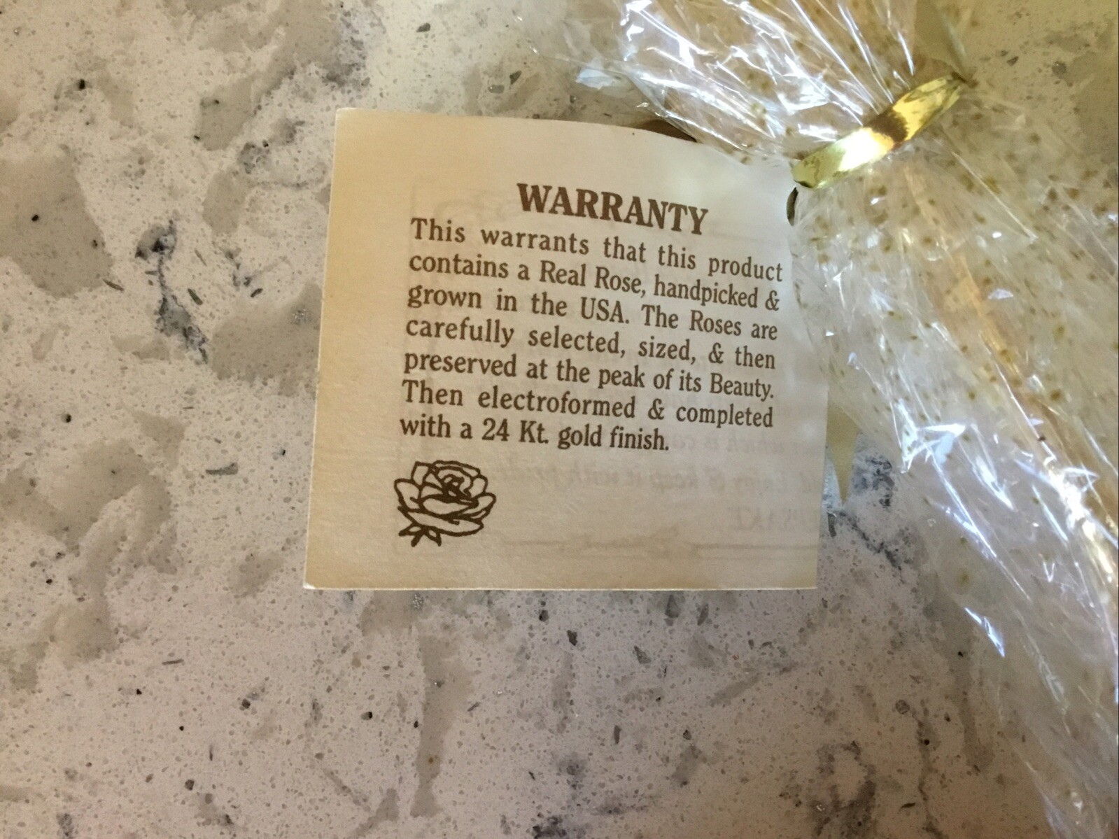 Real American Rose Electroformed & Finished In 24 karat Gold 11.5″ long