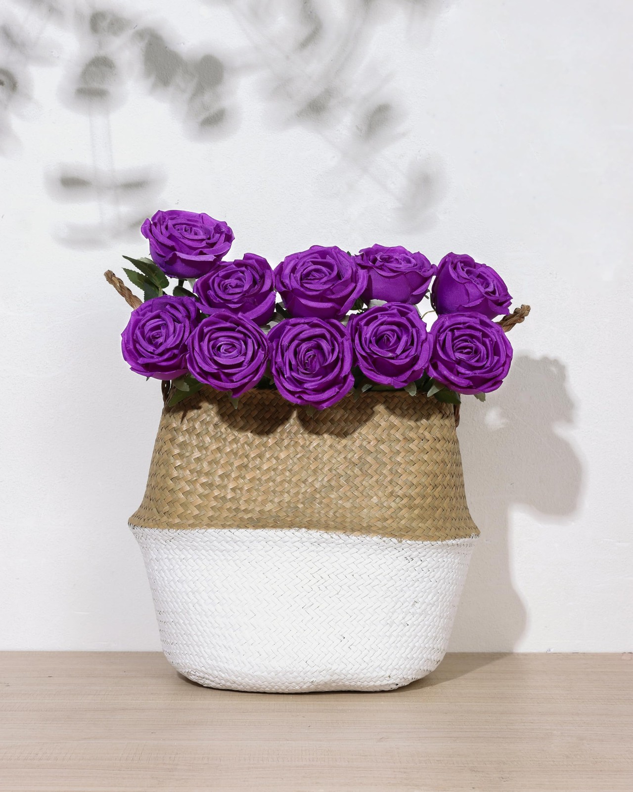 10 Pcs Purple Fake Roses, Silk Artificial Flowers with Long Stems,Realistic F…