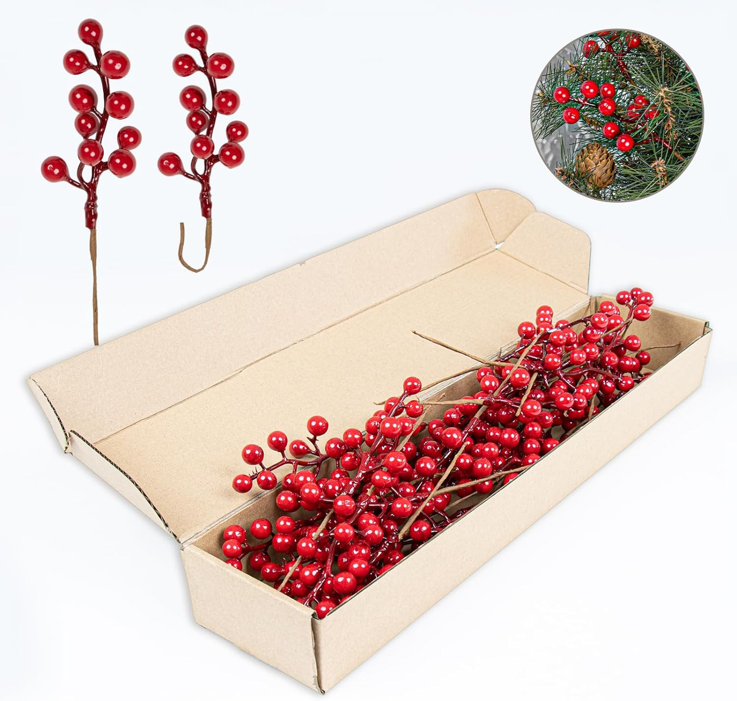 32 piezas decoracion navidena ramas bayas rojas artificiales 6.5in hogar DIY