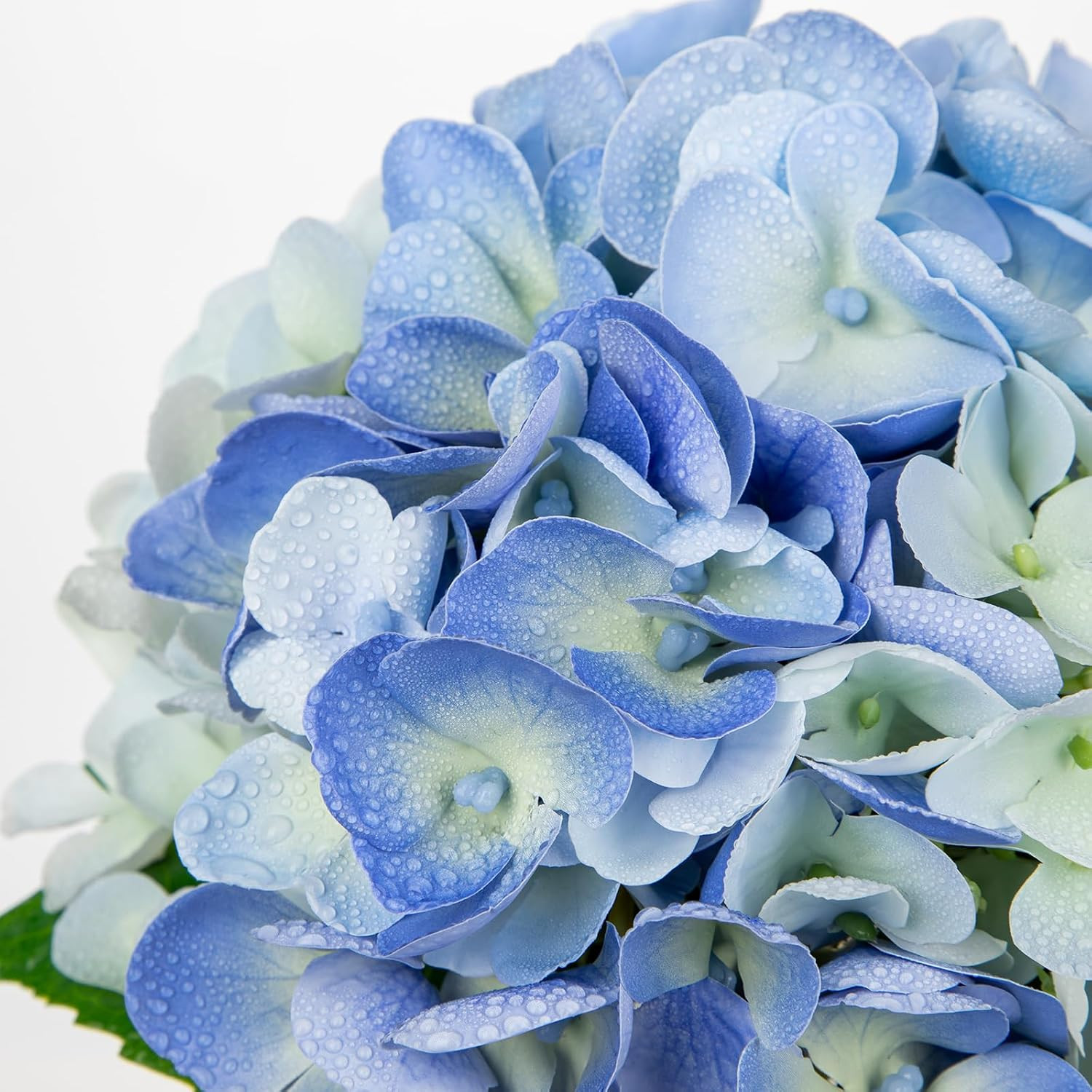 Real Touch Blue Hydrangea Artificial Flowers in Glass Vase for Home Decor