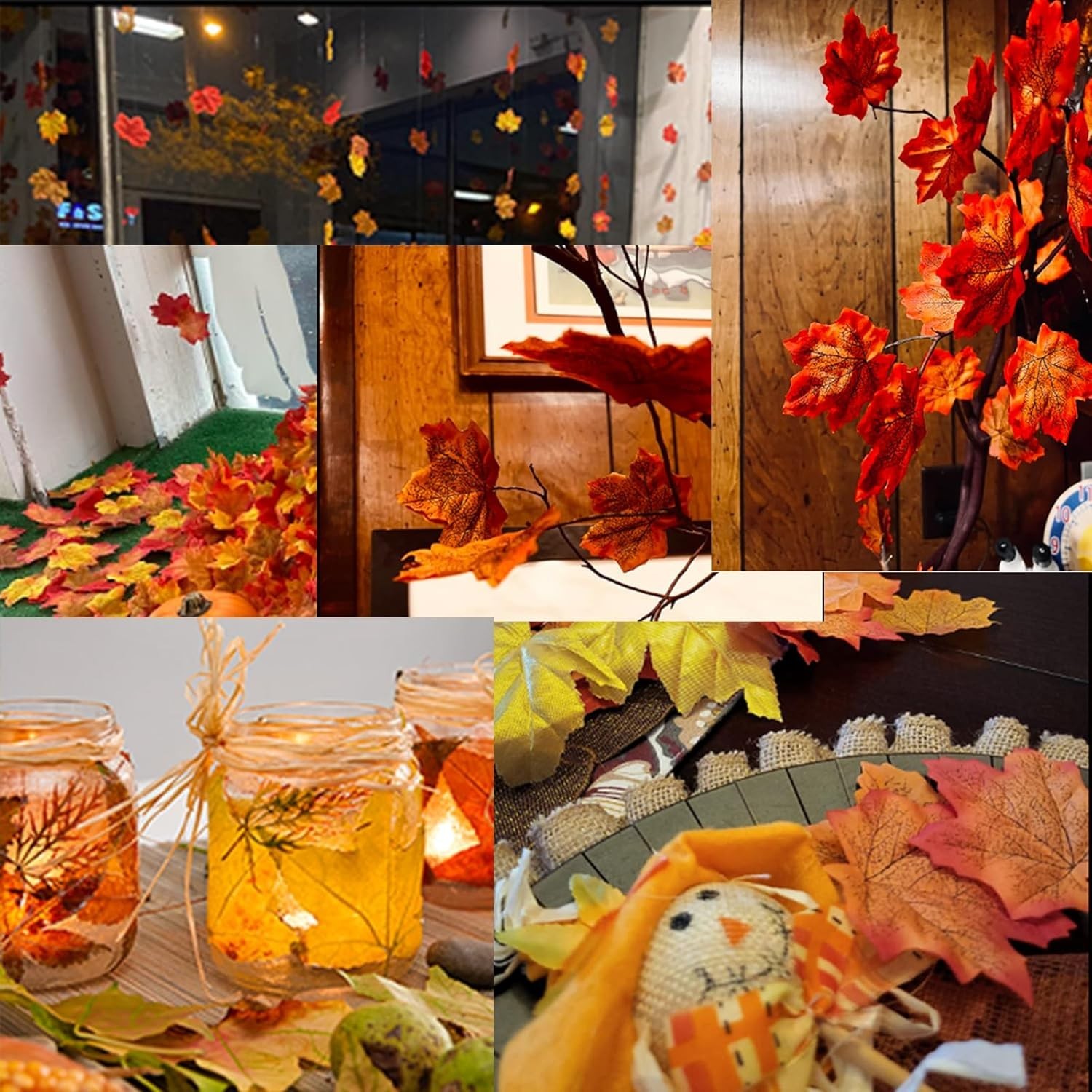 “360 Pcs 8Cm/3.1Inch Artificial Maple Leaves 6 Colors Leaves Thanksgiving Day “