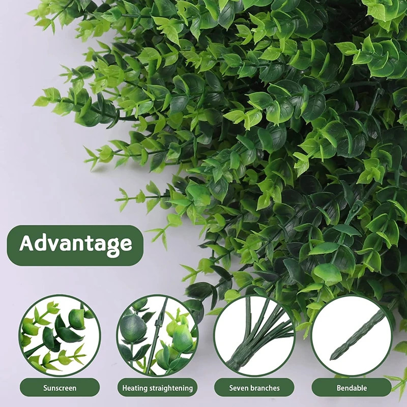Green Artificial Eucalyptus 7 Heads 35 Mesh Christmas Wreath DIY Shooting Props