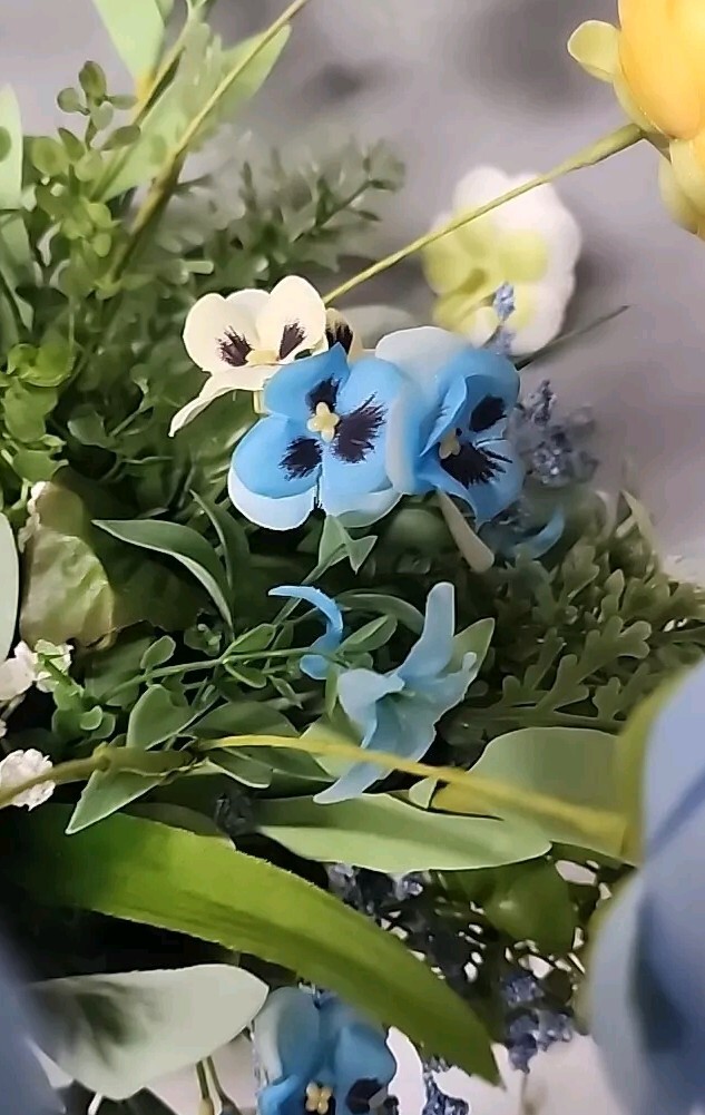 HANDMADE 18 X 17 Faux FLOWER ARRANGEMENT