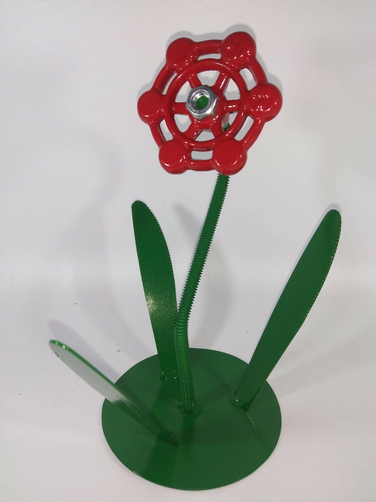 Red Metal Flower, Faucet Flower Metal Art, miniature flower gift Valentines Gift