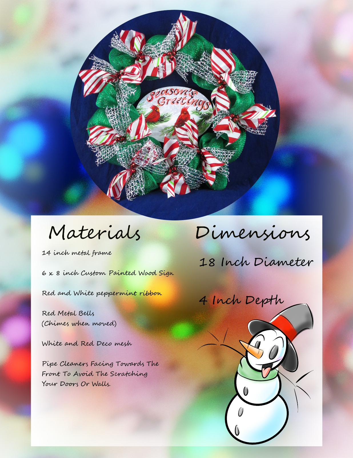 Green and Red Peppermint Deco Mesh Ribbon Holiday Wreath