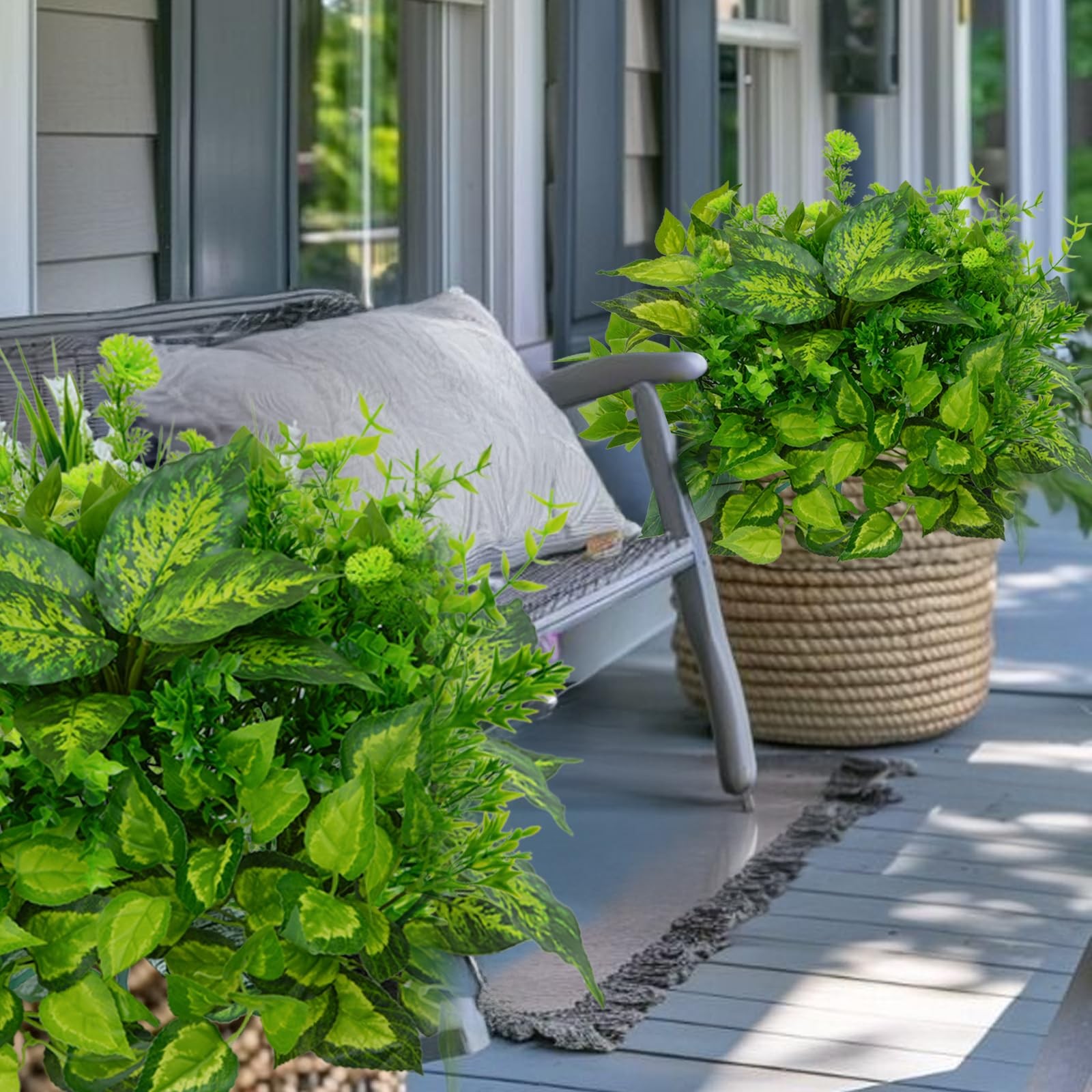 16 Bundles Artificial Plants Outdoor Realistic Outdoor Greenery UV Resistant …