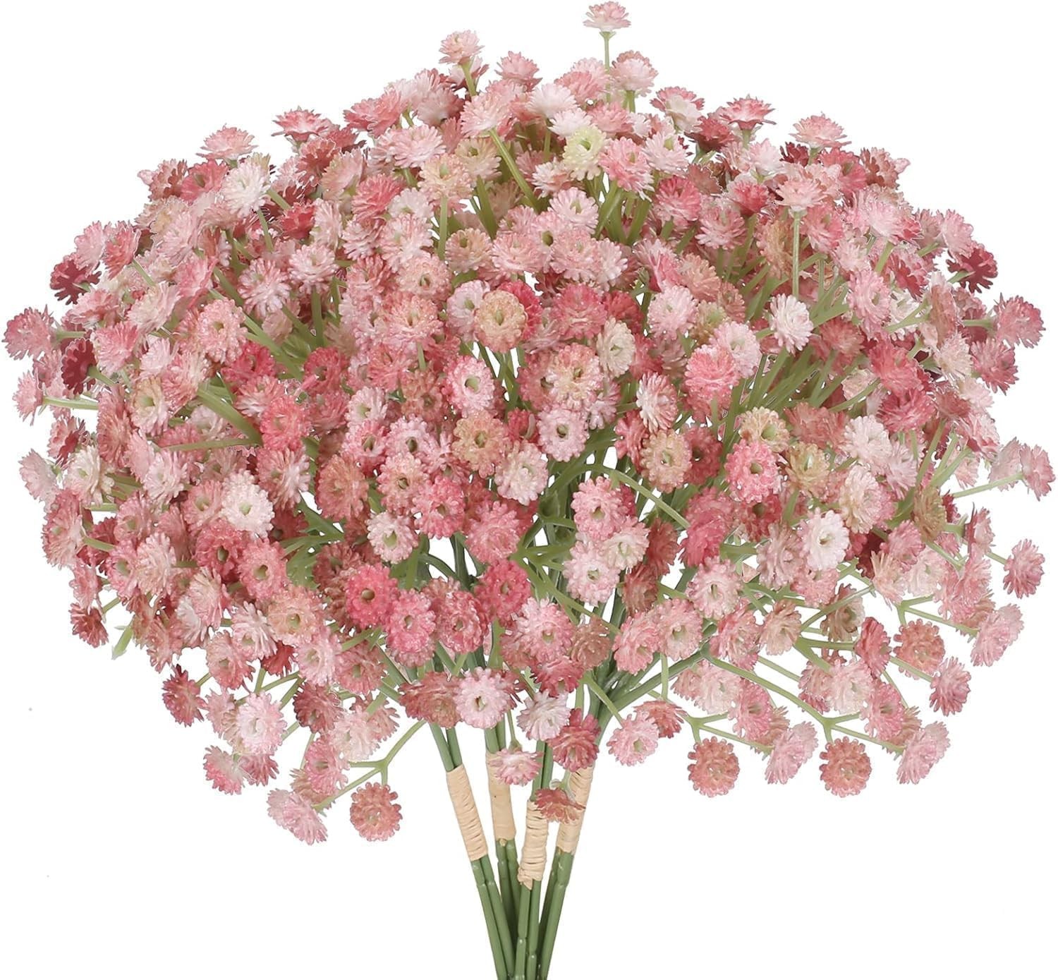 4 PCS Pink Flowers Fake Baby Breath Real Touch Valentines Day Artificial DIY