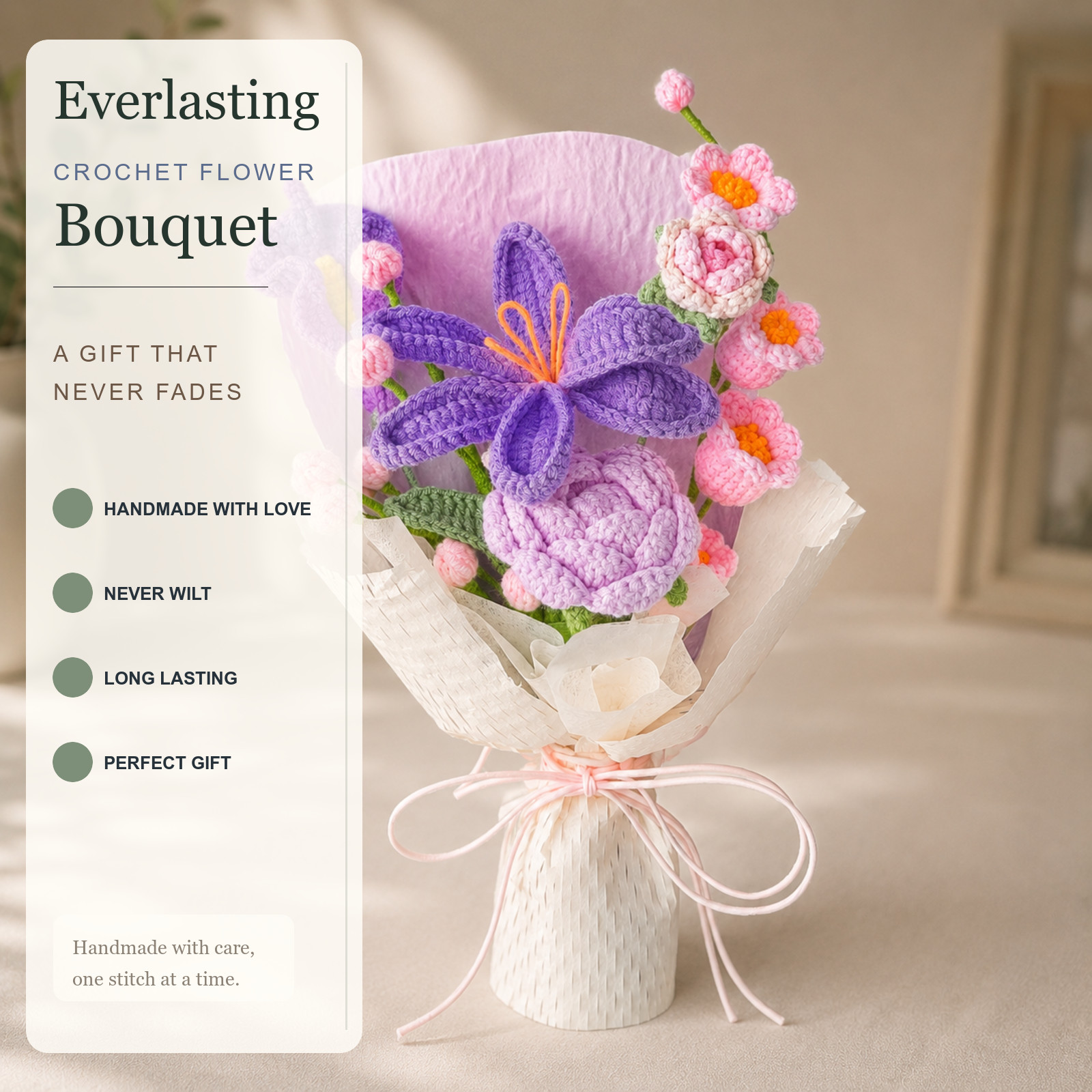 Bloom Haze Handmade Crochet Flower Bouquet Yarn Gift Decor
