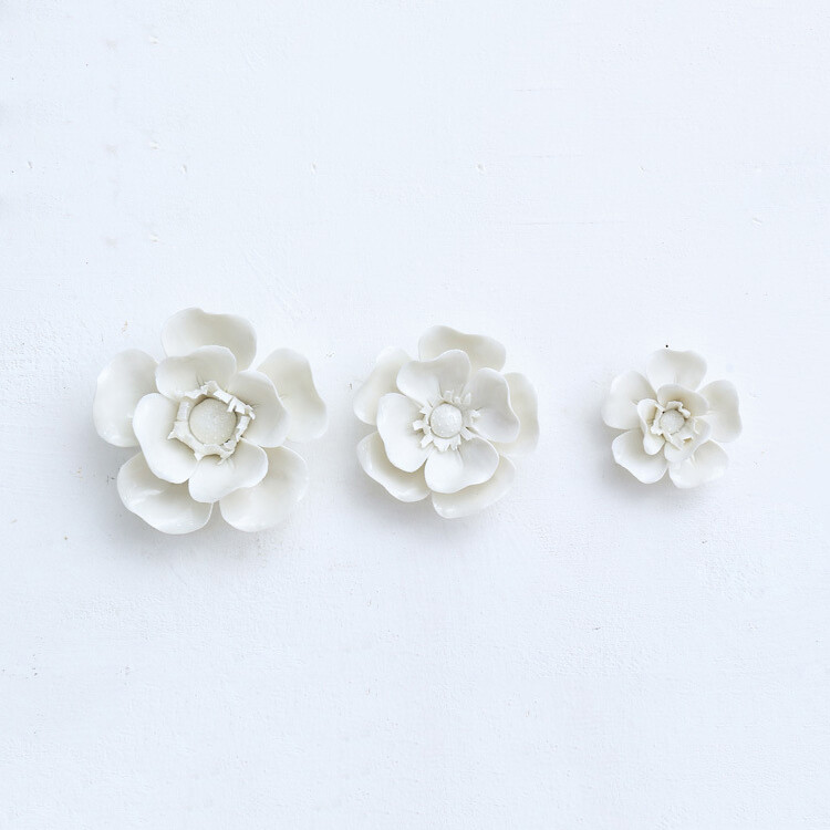 Porcelain Ceramic Flower 3D Orchid Rose Wall Decor Hangings Study Room Art Hang