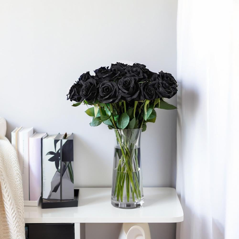 12PCS Artificial Roses Realistic Velvet Silk Flowers Long Stem Faux Flowers Bouq