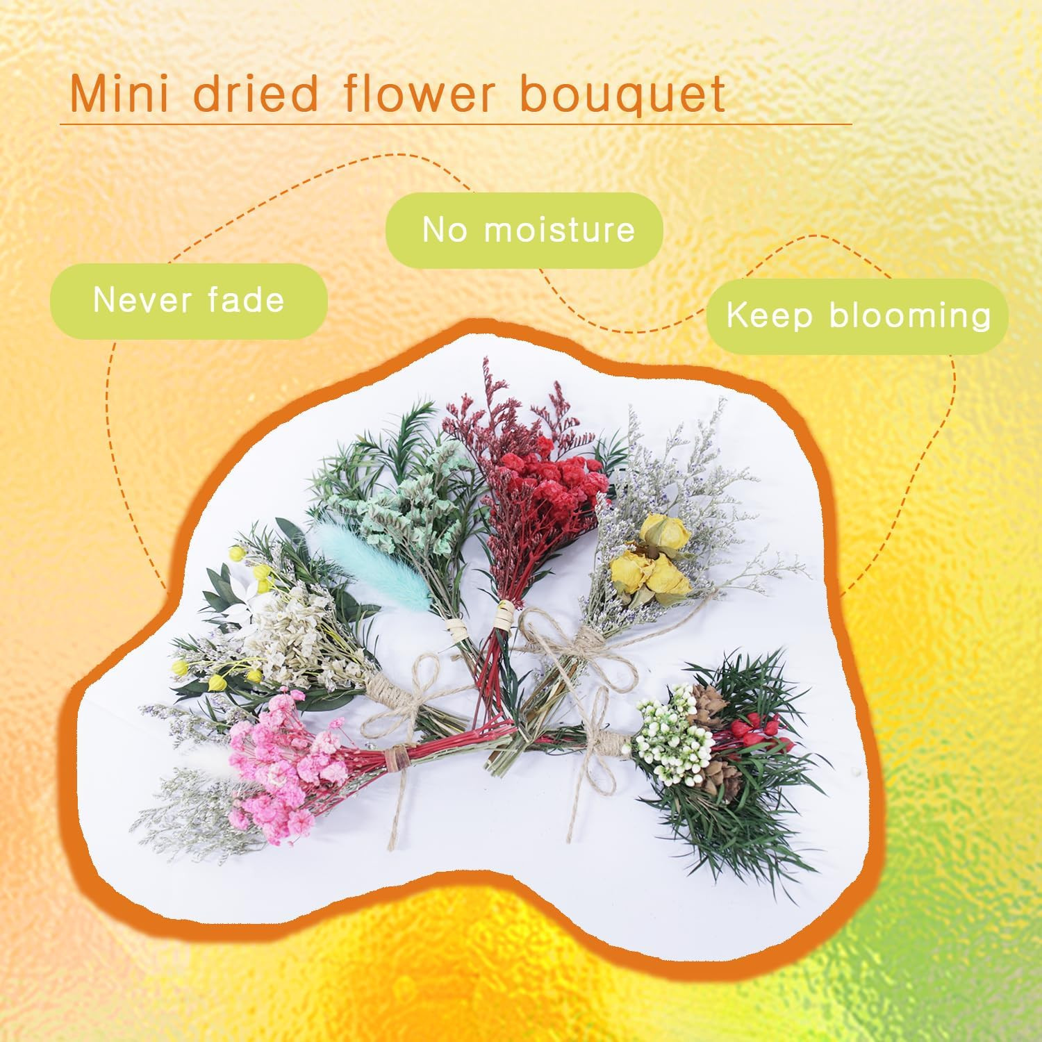 9Pcs Mini Dried Flower Bouquets, Natural Boho Floral Arrangements for DIY Crafts