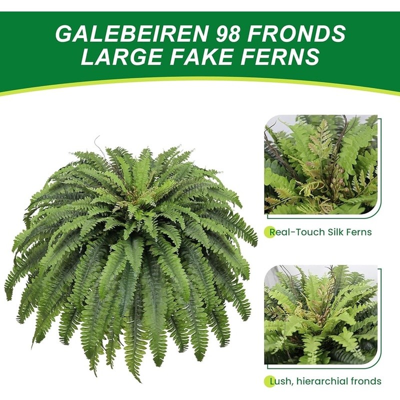 Artificial Ferns Home Office Garden Wedding Decor UV Resistant Faux Plants New