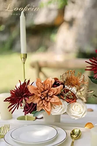 Artificial Flowers for DIY Wedding Decoration Bridal Bouquet Rustic Terracotta
